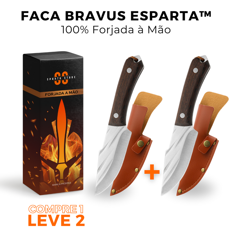 (COMPRE 2 LEVE 3 + BAINHAS) Faca Bravus Esparta™ • 100% Forjadas à Mão