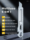 Estilete Inox Multiuso 6 em 1 • 100% Aço Inox (+10 LÂMINAS GRÁTIS)