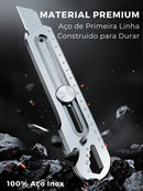 Estilete Inox Multiuso 6 em 1 • 100% Aço Inox (+10 LÂMINAS GRÁTIS)