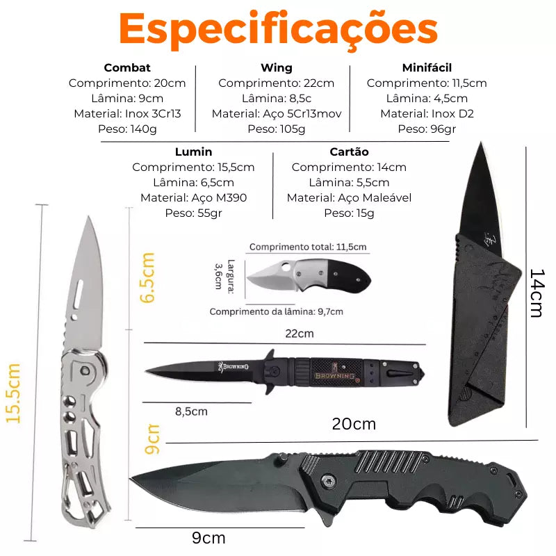 (PAGUE 2 LEVE 5) Kit Power Esparta™ • Kit de 5 Canivetes