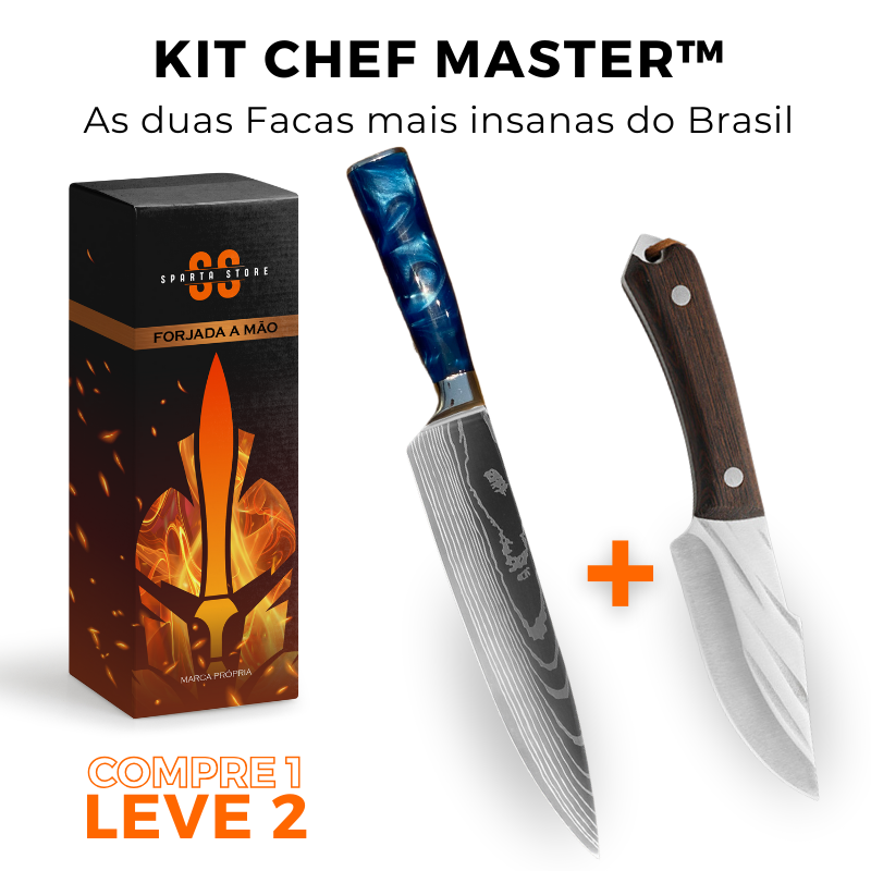 [Pague 1 LEVE 2 facas] Kit Chef Master Esparta • Faca Chef + Bravus