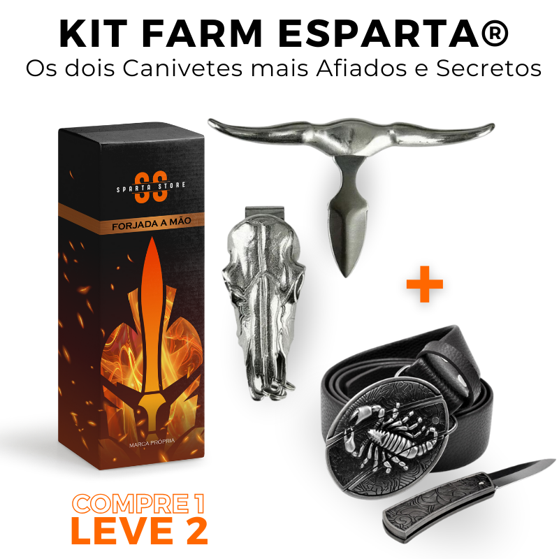 Kit Farm Esparta® - Cinto Faca + Canivete Bull