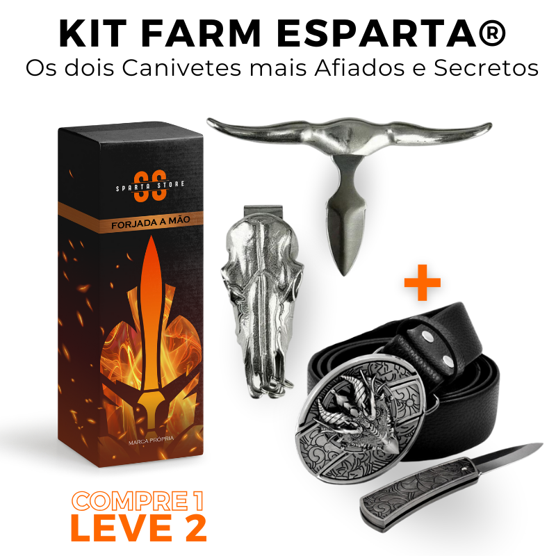 Kit Farm Esparta® - Cinto Faca + Canivete Bull