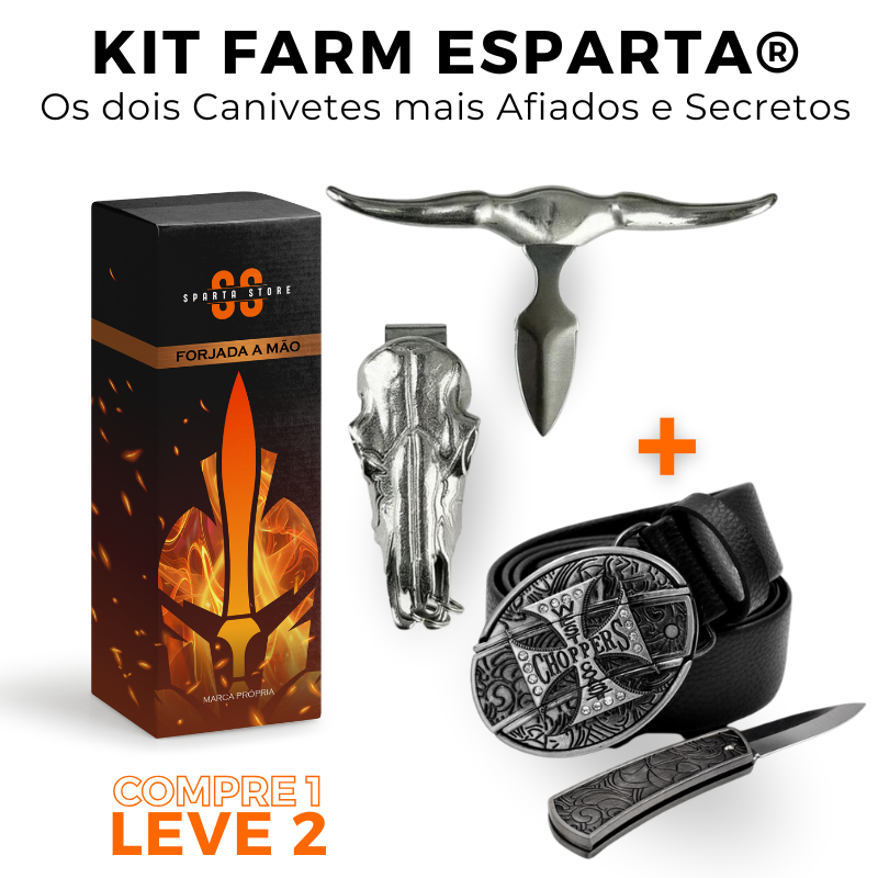 Kit Farm Esparta® - Cinto Faca + Canivete Bull