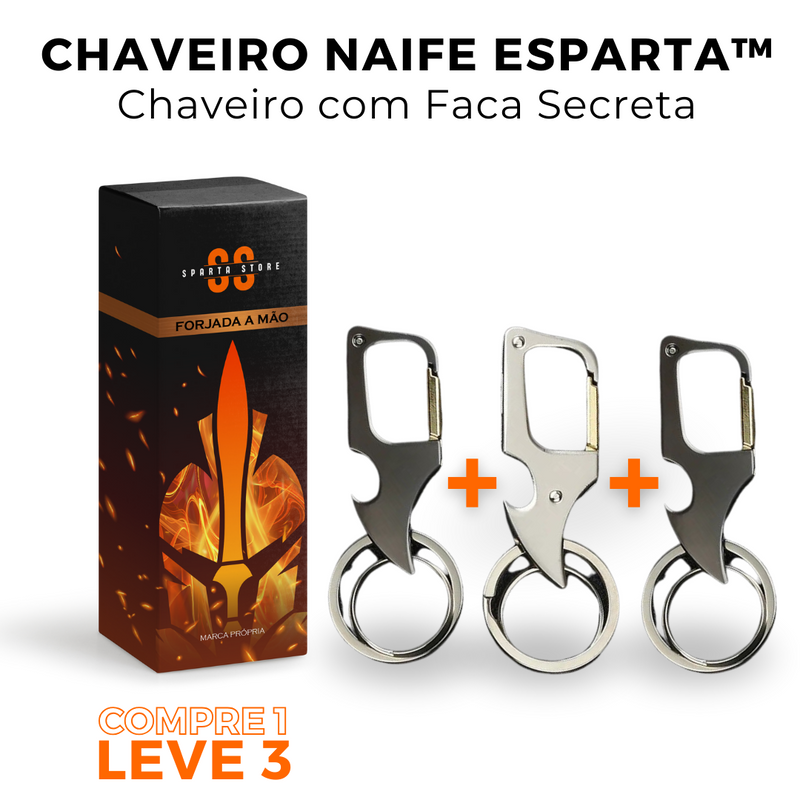 (PAGUE 1 LEVE 3) Chaveiro-Canivete Ultra Resistente •  Chaveiro Naife Esparta™