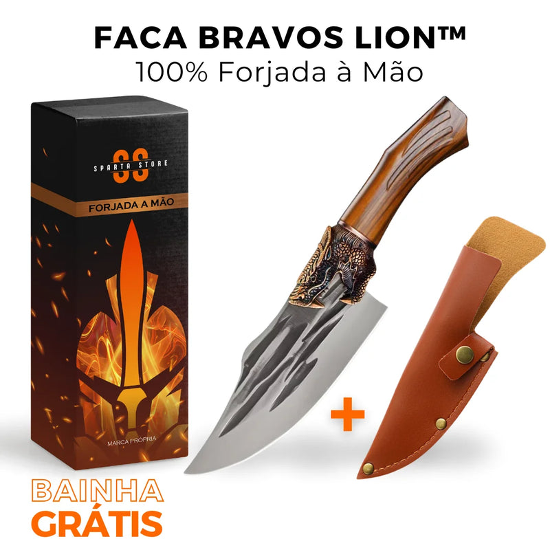 Faca Bravos Lion™ • 100% Forjada à Mão (+FRETE GRÁTIS ATÉ 23:59)